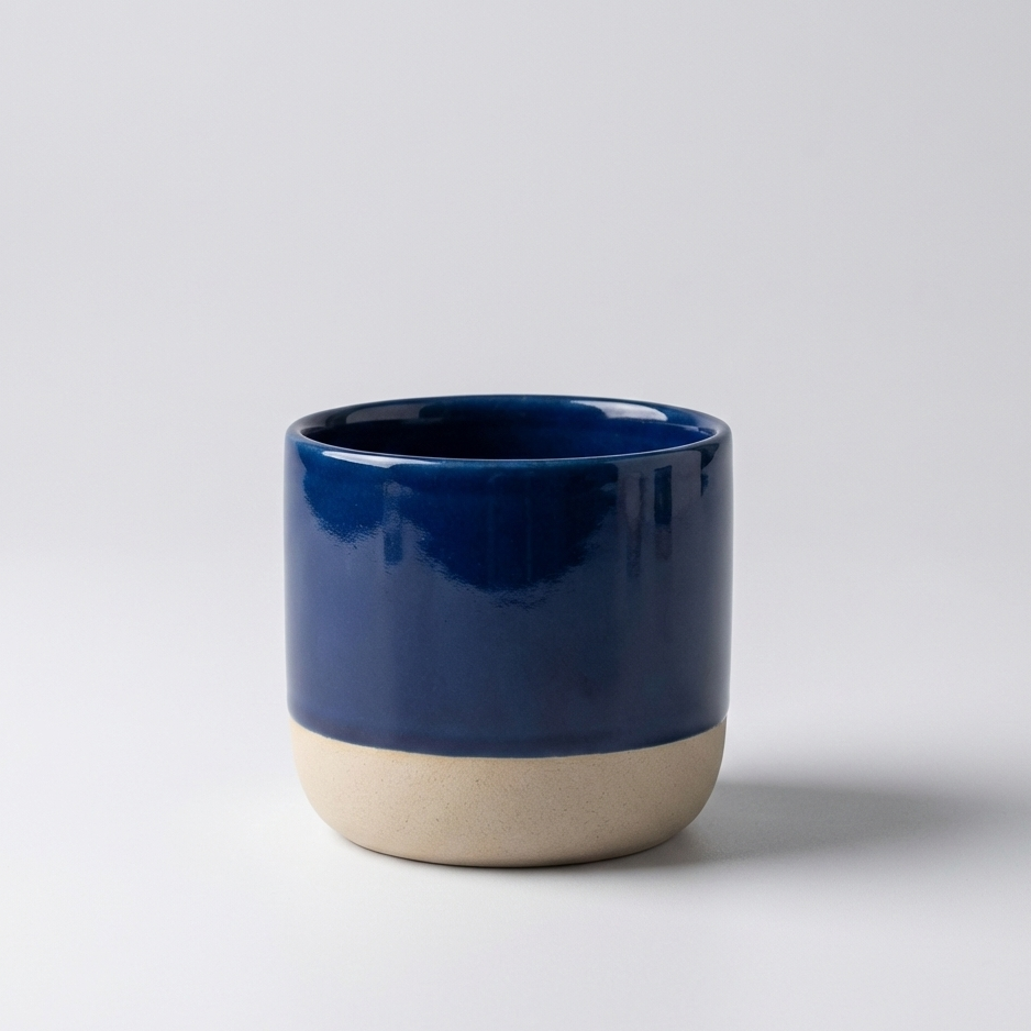 Cappuccino Tasse - Half Glazed - Ozeanblau